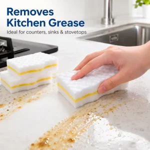 Non Scratch Magic Foam Eraser Sponges Scouring Pads Easy Cleaning Sustainable Dual Sides Melamine Kitchen Sponge