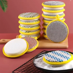 Non Scratch Microfiber Reuseable Durable Scrub Duty Scouring Sponge Pad for Kitchen Cleaning