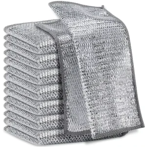Non Scratch Wire Dishcloth Multipurpose Wire Dishwashing Rags Steel Wire Cloth Mesh Miracle Cleaning Cloths for Kitchen Dishes
