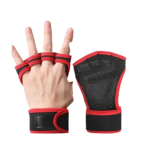 Non Slip Neoprene Half Finger Comfortable Breathable Training Gloves Extended Wrist Straps Hook Loop Closure Palm Protectors