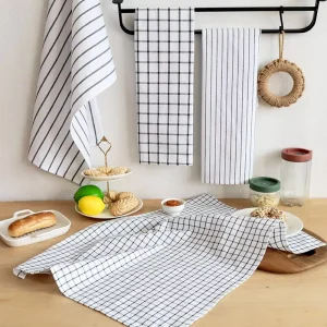 Nordic Style 100% Cotton Kitchen Tea Towel Set Washable Absorbent Cotton Dish Napkins Reusable Kitchen Cleaning Textile Towels
