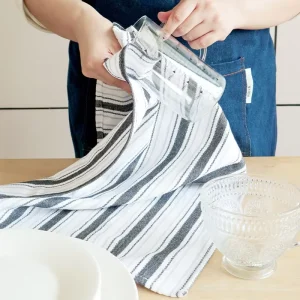 Nordic Style Soft Cotton Kitchen Towel Yarn Dyed Striped Dish Towel 100% Cotton Tea Towel Reusable Dish Cloth