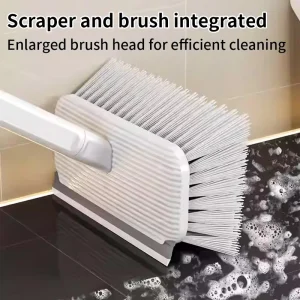 Nylon Soft & Hard Bristle Durable Floor Brush with Steel Long-Handle Wet/Dry Scrubber for Bathroom & Toilet Tile Cleaning Brush
