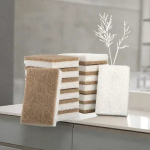 OBASHA Eco Friendly Coconut Fiber Wood Cellulose Dish Cleaning Scrubber Sponge Non Scratch Kitchen Scouring Pads 3cm