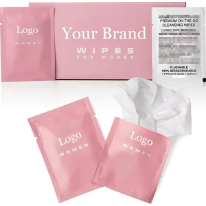 OEM 10 Individually Wrapped Feminine Wipes Flushable On-the Go Cleaning Wipes 100% Biodegradable for Intimate Parts Body Face