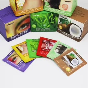 OEM Biodegradable Individually Wrapped Makeup Remover Wipes for Face and Eyes Alcohol-Free Portable Cleansing Towelettes