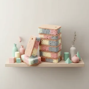 OEM Custom Colorful Kitchen Sponge Dual Sided Non Stick Oil Dish Washing Scouring Pad Bulk
