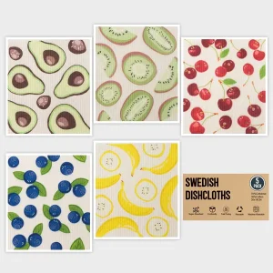 OEM Customizable Quick Dry Microfiber Dish Towels Fresh Fruit Pattern Kitchen Cleaning Towels with Digital Custom Logo