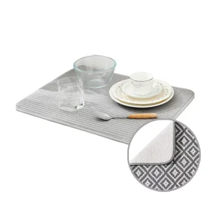 OEM Microfiber Quick Dry Knitted Countertop Water Absorption Pad Non Slip Kitchen Sink Drain Mat for Dishes