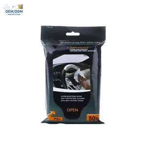 OEM ODM Car Interior Maintenance Wipes 20pcs Dashboard Leather Care Cleaning Tissues with Fresh Fragrance