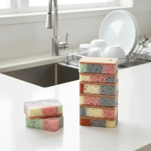 OEM ODM Custom High Density PU Kitchen Sponge Dual Sided Colorful Dish Washing Scouring Pad