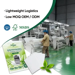 OEM ODM Eco Friendly Dishwashing Sheets Dishwasher Detergent Tablet