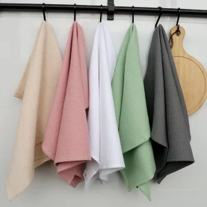 OEM ODM Factory Custom Logo Scandinavian Style Cotton Square Plain Waffle Texture Super Absorbent Towel Kitchen Towel