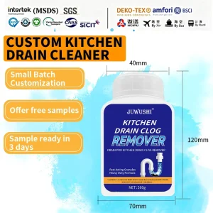 OEM ODM Heavy Duty Kitchen Drain Cleaner Liquid Fast Acting Grease Clog Remover for Sink Pipes Non Corrosive Kitchen 260g
