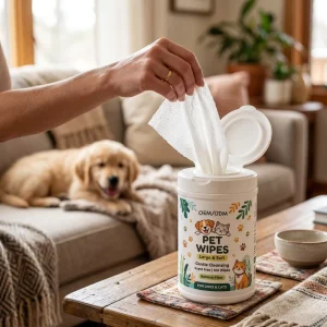 OEM ODM Pet Cleaning Wipes Bamboo Fiber Lick-Safe Hypoallergenic Deodorant Wet Wipes for Dog Cat Sensitive Skin