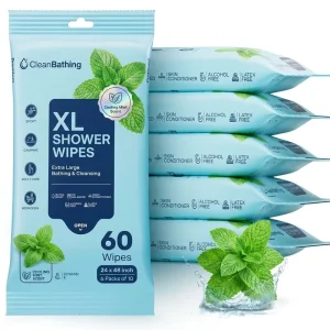OEM/ODM Refreshing Mint Extra Large Bath Wipes 60ct 6 Packs Ice Blue Body Cleansing Wipes with Cooling Sensation Manufacturer