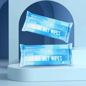 OEM Riway Alcohol Free Ice Refreshing Cooling Thick Spunlace Nonwoven Individual Pack Portable Sport Cooling Cleansing Wipes