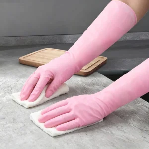 OEM Service Pink Nitrile Gloves Disposable Powder Free Oil Resistant Kitchen Dishwashing Household Cleaning Gloves