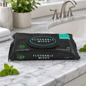 OEM Travel Use Flushable Wipes Large Unscented 18x18cm Biodegradable Soft Eco friendly Adult Skin Care