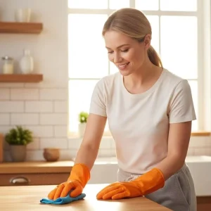 Orange Black Flexible Protective Gloves Kitchen Cleaning Gardening Dishwashing 31cm Reusable PVC Household Glove