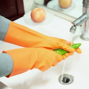 Orange Diamond Grip Anti Slip Automotive Nitrile Gloves with Long Cuff