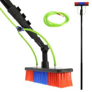 Outdoor Telescopic Cleaning Tools Kit Water Fed Window Cleaning Pole with Hose Spray Scraper Solar Panel Tool Cleaning