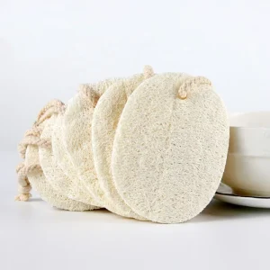 Oval Natural Loofah Kitchen Sponge Bulk Eco-Friendly Double Sided Scouring Pad for Dishwashing Cleaning with Rope