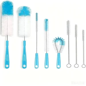 PP Long Handle Cleaning Brush Set with Suction Tube for Milk Bottle Glass Tea Cup and Cup Brush