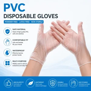 PVC Disposable Gloves Clear Non Powder Food Safe Chemical Resistant Touchscreen Waterproof Anti static for Kitchen Industrial