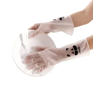 PVC Household Gloves Custom Logo Pattern OEM Dishwashing Non Slip Printing Women’s Cleaning Model 1030