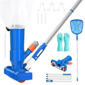 PVC Telescopic Rod Set with Bottom Brush Cleaner Jet Nozzle Swimming Pool Vacuum Cleaner Tools and Accessories
