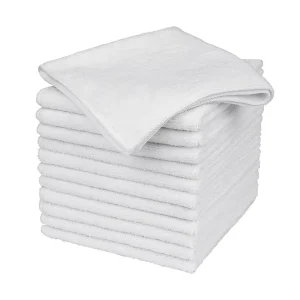 Pack 10 40 X 40cm 200gsm Microfiber Cloths in White for Kitchen Cleaning Bulk Housewares Towel