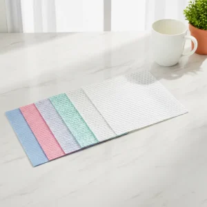 Patterned Disposable Nonwoven Bamboo Fiber Cleaning Cloth Tear Kitchen Towel Lightweight Non Stick Oil