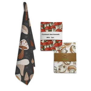 Personalised Floral Cotton Tea Towels with Hook Digital Printed Eco-Friendly Quick-Dry Kitchen Towels for Retail Programs
