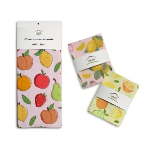 Personalised Full Color Printed Tea Towels Cotton Kitchen Towels for Creative Brands