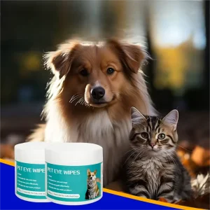 Pet Eye Wipes for Cats Tear Stain Removal Tear-Free Formula Gentle Eye Care Nonwoven Fabric 100 Wipes Per Box
