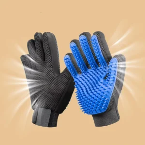 Pet Grooming Gloves Five Finger Rubber Deshedding Brush for Dogs and Cats
