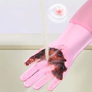 Pet Grooming Waterproof Reusable Cleaning Gloves for Dogs & Cats Bathing Shampoo Extended Anti Bite Soft Silicone Palm