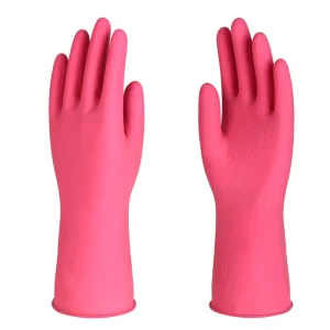 Pink Rubber Latex Kitchen Cleaning Gloves Waterproof Household Work Tools and Accessories