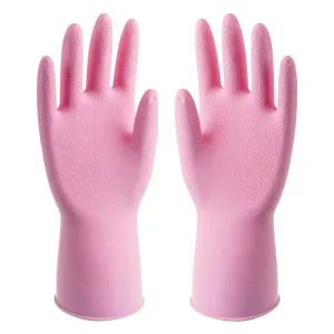 Pink Thick Waterproof Latex Kitchen Dishwashing Gloves for Housework Cleaning and Laundry Custom Processing
