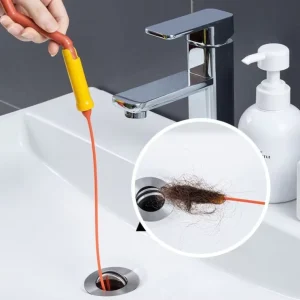 Pipe Dredging Brush with Rotating Handle Drain Cleaner Thin Flexible Hair Sewer Sink Cleaning Brush Clog Plug Hole Remover Tool