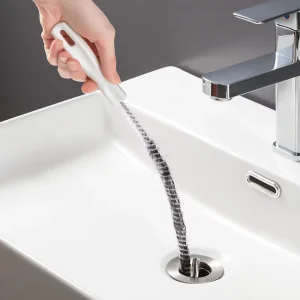 Pipe Dredging Brush with Rotating Handle Drain Cleaner Thin&Flexible Hair Sewer Sink Cleaning Brush Clog Plug Hole Remover Tool