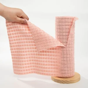 Plain Checkered Tear off Cleaning Cloth Microfiber Kitchen Cleaning Cloth With Custom Logo Packaging Eco Cleaning Cloth Roll