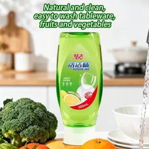 Plant Based Food Grade 500Ml Flip Inverted Bottle Dishwashing Liquid for Fruit Vegetable Tableware Cleaning