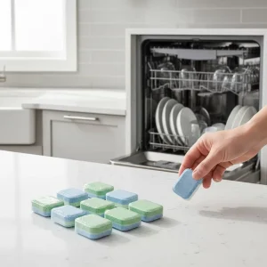 Plastic Free Unscented Eco Friendly Ultra Concentrated Sustainable Dishwashing Cleaning Tablets Detergents for Monthly Supply