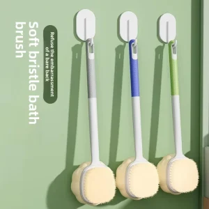 Plastic Long Handle Soft Bristle Bath Brush with Back Scrubbing Ball for Body Cleaning Made in China Model S2019 ty