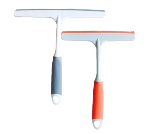 Plastic Window Squeegee Cleaner Tool With Short Handle and Scraper for Effective Glass and Surface Cleaning