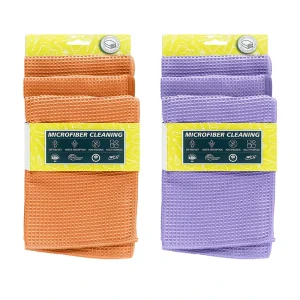 Polyester Nylon Small Waffle Weave Cleaning Cloth with Overlock Edging Soft Absorbent and Lint Free for Kitchen Daily Cleaning