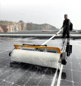 Portable Electric Solar Panel Cleaning Kit Lithium Iron Phosphate Battery Roller Brush Telescopic Cleaning Pole 10m 24V 26AH