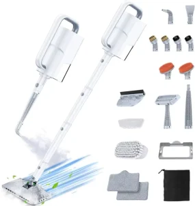 Portable Handheld Steam Cleaner High Temperature Multi Surface Cleaning for Hard Floors Carpets Car Use 350ML Water Tank 1300W